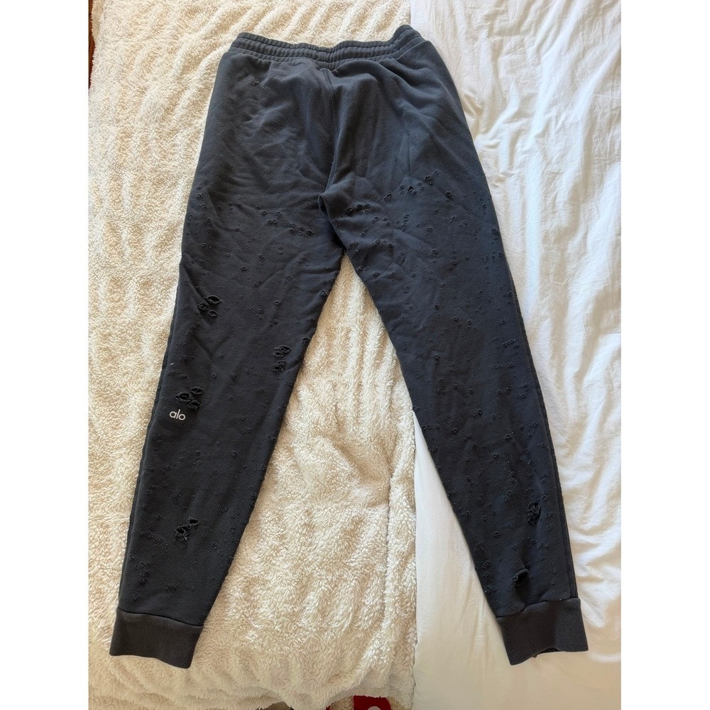 Alo Yoga Distressed Joggers Womens Medium Gray Athleisure Streetwear Grunge